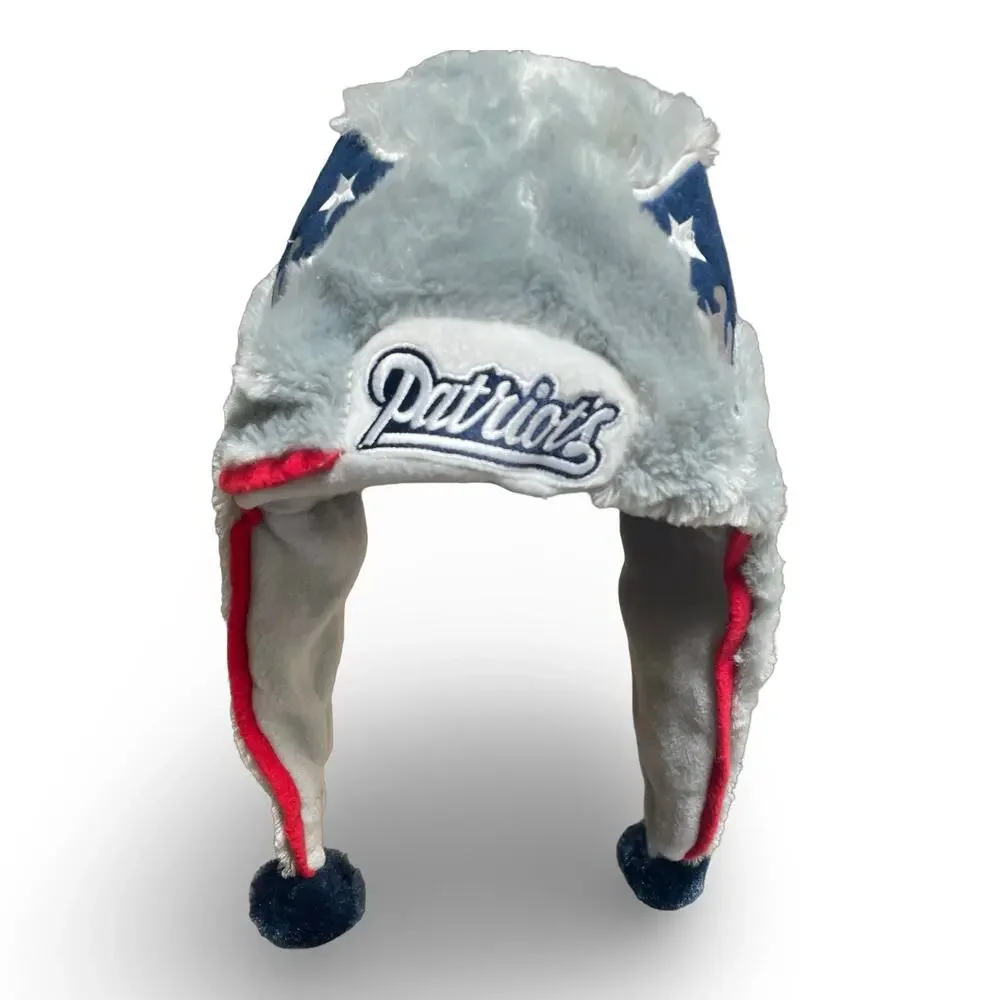 New England Patriots Trapper Hat Forever Collectibles Faux Fur Ushanka Pom